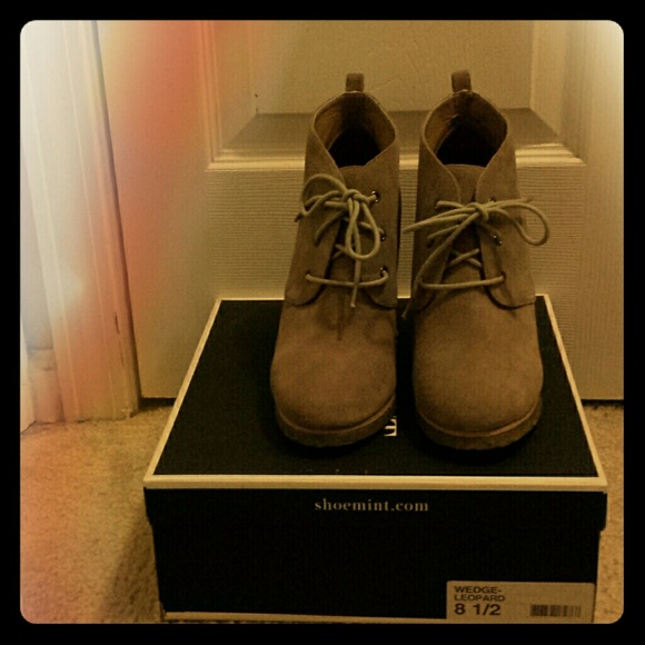 Shoemint Taupe Wedge Booties