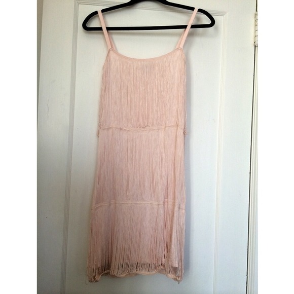 light pink fringe dress