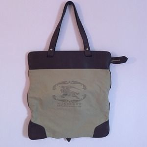Burberry Canvas Tote with Leather Trim