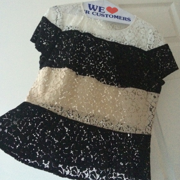 DKNYC lace peplum blouse.