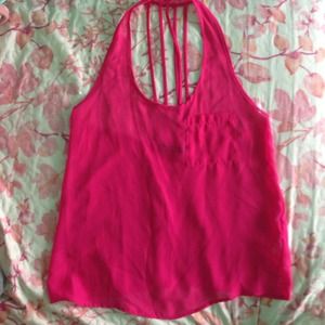 Hot pink foreign exchange shirt.