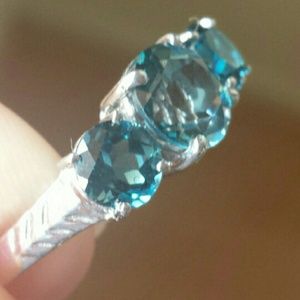 London Blue Topaz Three Stone Ring