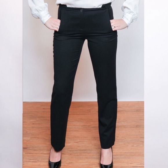 Jil Sander Black Felted Wool Slacks Dress Pants XS