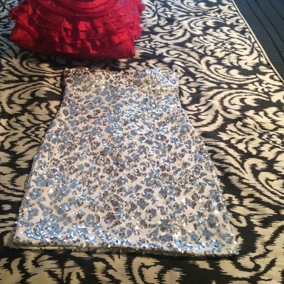 Beautiful white and silver sequin cocktail dress!