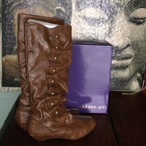 Madden girl knee high cognac boots