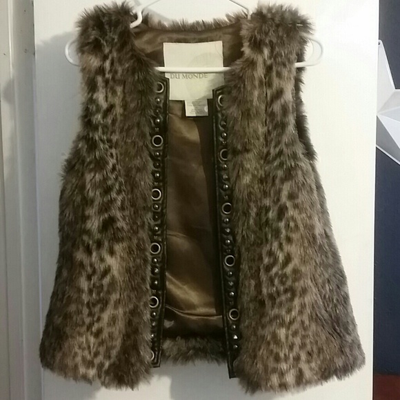 Du Monde Outerwear - Du monde faux fur and embellished vest NWOT