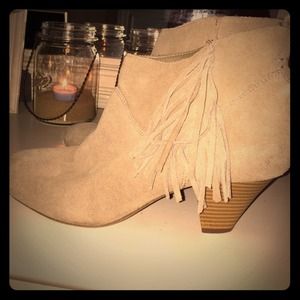 Suede fringe booties