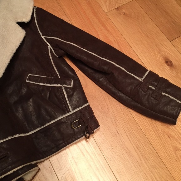 Brown Leather Bomber Jacket XS - Picture 2 of 4