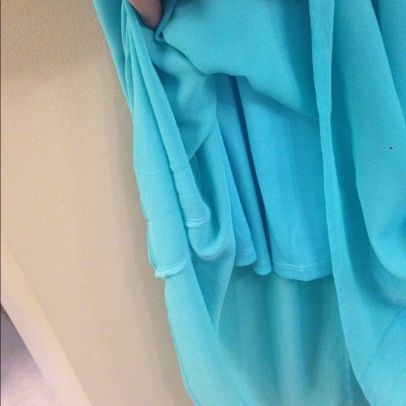 Mint and Leather Hi Low Dress - Picture 4 of 4