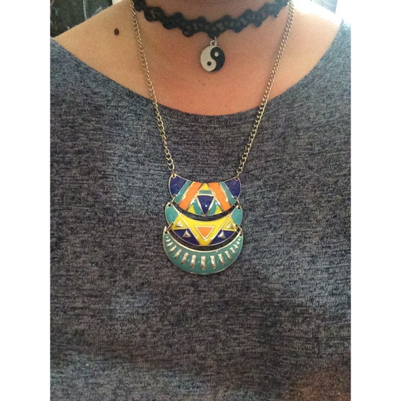Teared Tribal Print Necklace