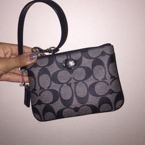 coach wristlet black and grey