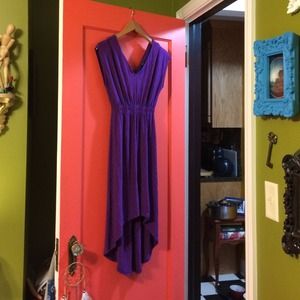 Navy/maroon high low dress