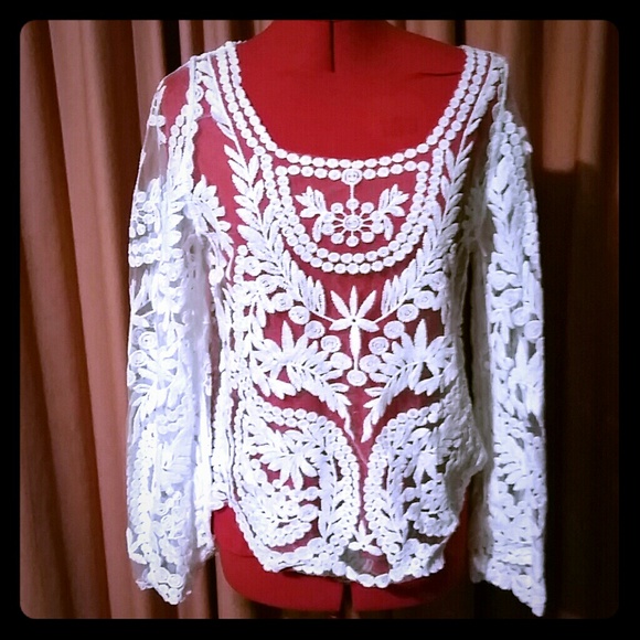 Tops - White sheer and multicolor top for @mswk