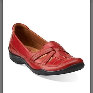 Brand new red leather Clarks. Size 7 wide