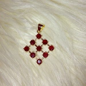 9-Stone Garnet Gold Pendant