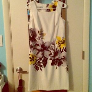 White dress with floral design