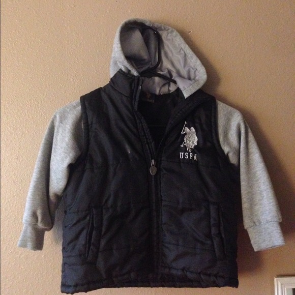 Boys black and gray sleeves hooded jacket