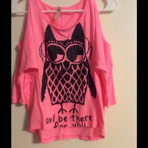 New Pink Off Shoulder Top  "Owl Be There For You"