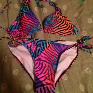 Cute multi colored zebra bikini.