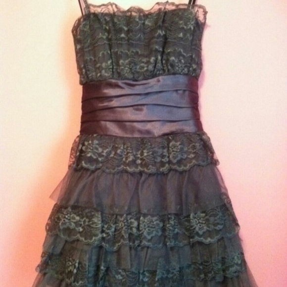 Unique grey lace formal dress
