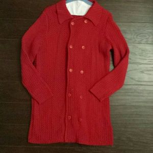 Red sweater coat - doubles breasted