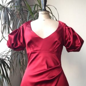 Karen Millen England red stretch satin retro dress