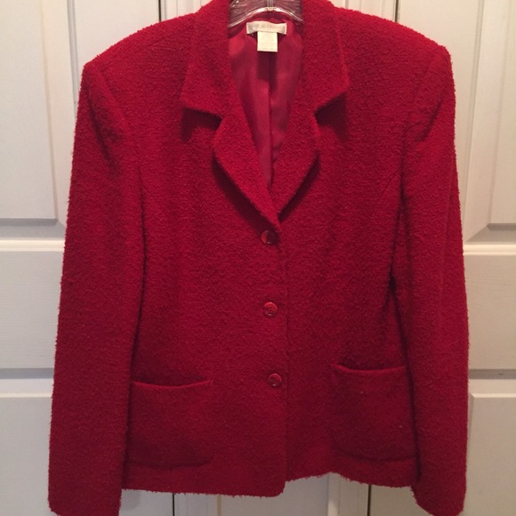 Blazer Jacket in Holly Red Nubby Wool