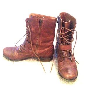 Dark Brown Nine West Combat Boots