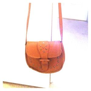 Brown Studded Over-the-Shoulder Purse