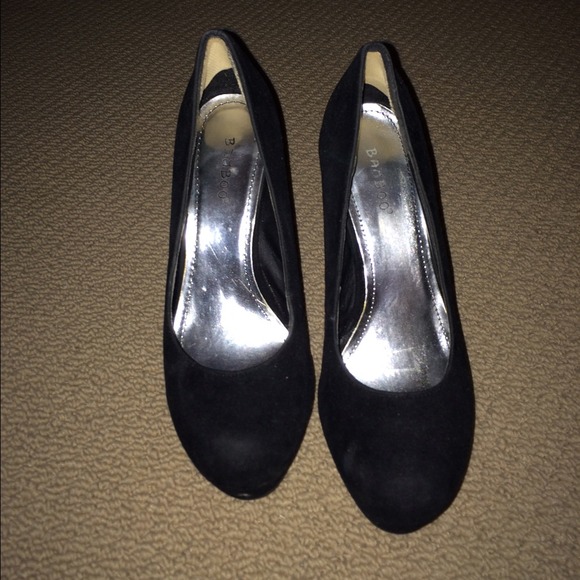 Black suede stiletto heels