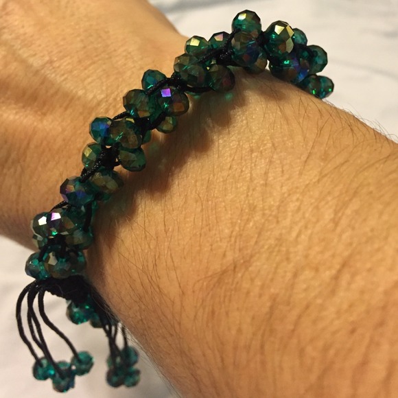 Blue glass bead bracelet - Picture 2 of 4