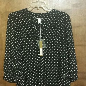 Black and white sheer polka dot