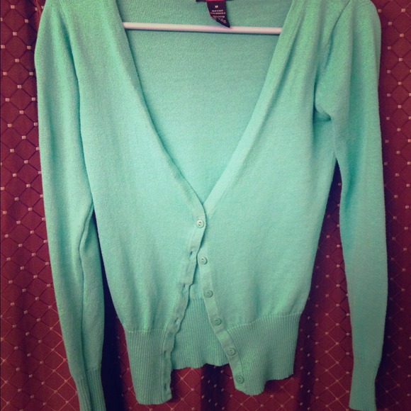 Deep vneck turquoise cardigan
