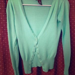 Deep vneck turquoise cardigan
