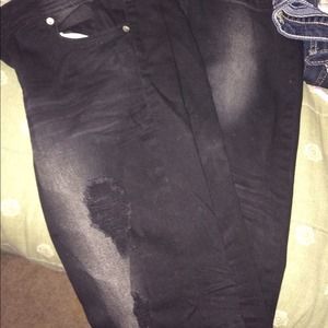 Black boot cut pants.