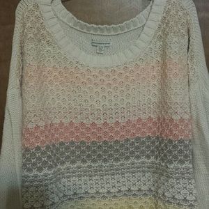 Peach, taupe and yellow sweater