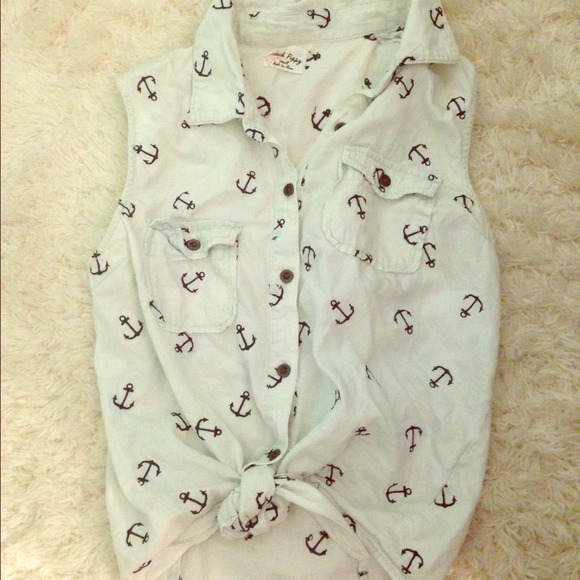 Pacsun buttoned tank top w/ anchors