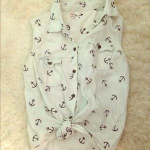 Pacsun buttoned tank top w/ anchors