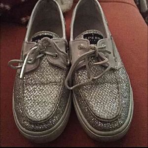 Size 9 silver Sperrys