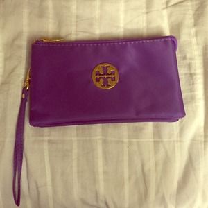Tory Burch wristlet bag wallet faux purple