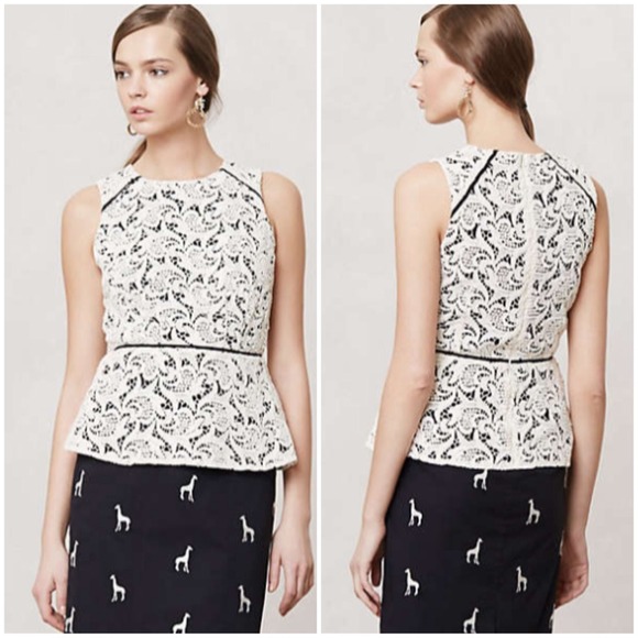 Anthropologie Tops - Maeve Scrolling Lace Peplum Top
