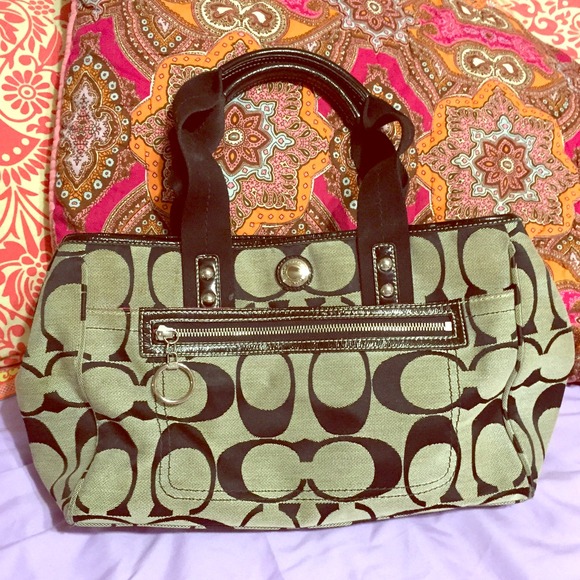 Black and Tan Coach Medium Tote