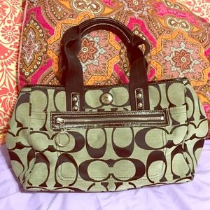 Black and Tan Coach Medium Tote