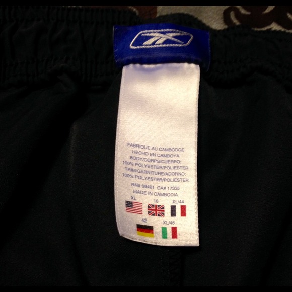 BLACK REEBOK ATHLETIC PANTS W/WHITE - Picture 3 of 3