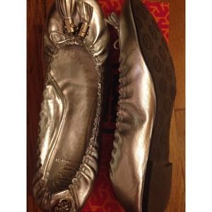 Tory Burch silver ballet flats