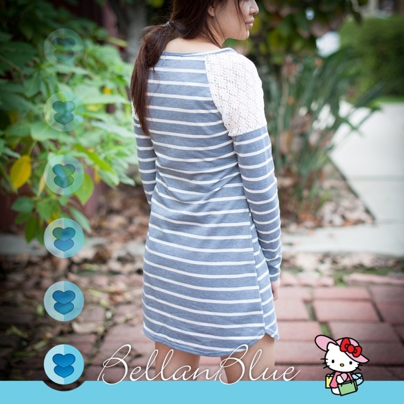 The CHRISSIE embroidered striped dress - GREY - Picture 3 of 4