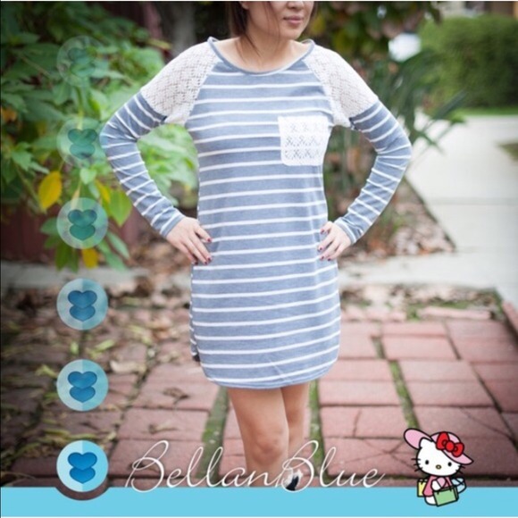 The CHRISSIE embroidered striped dress - GREY - Picture 2 of 4