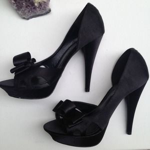 Black Satin Heels