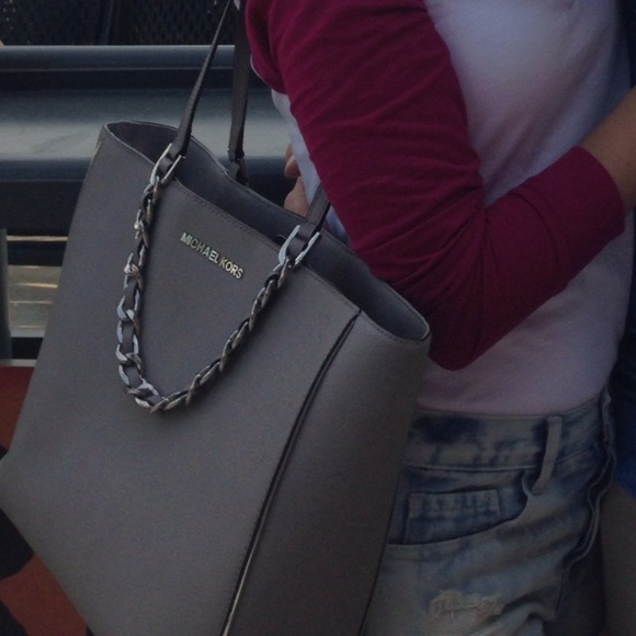 Michael Kors Medium Grey Leather Tote - Picture 4 of 4