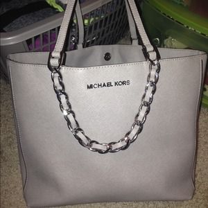 Michael Kors Medium Grey Leather Tote